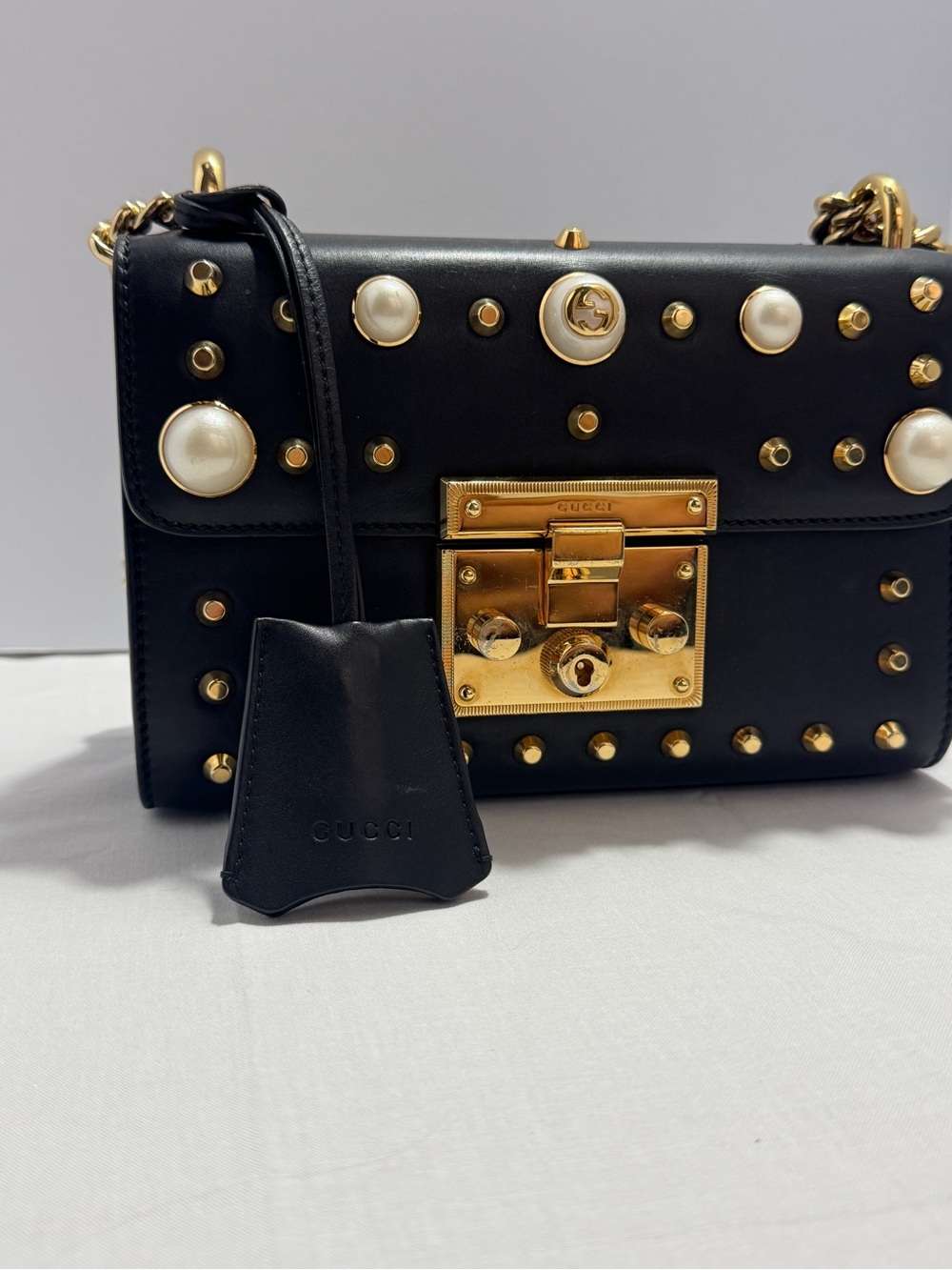 Gucci Women's Padlock Studded Leather Shoulder Bag *AUTHENTIC* - Picture 2 of 5